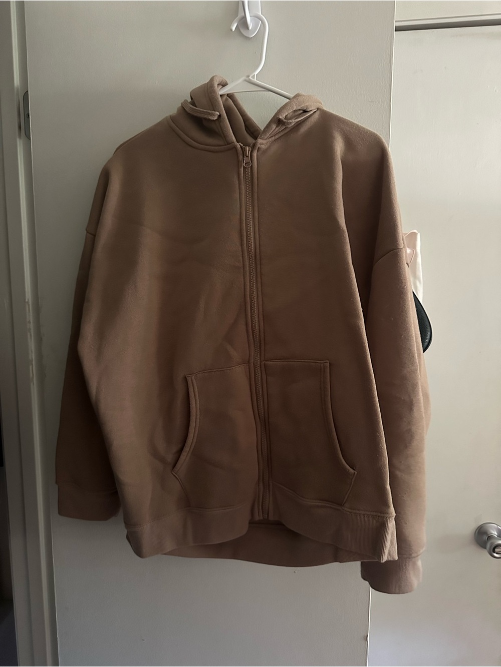 Jolie & Joy Brown Zip-Up Hoodie  – Oversized Fleece Jacket